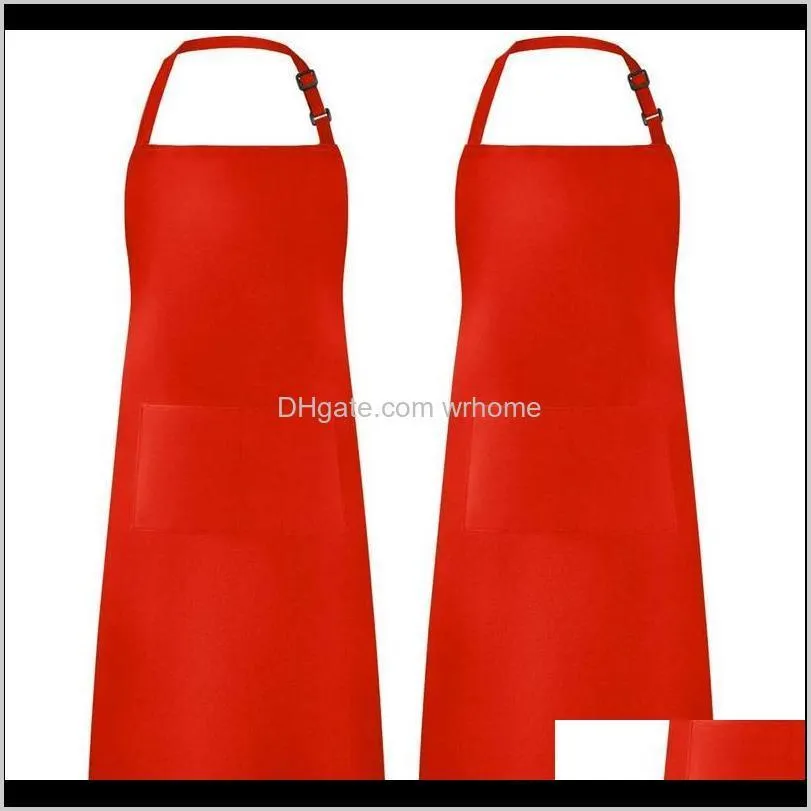 Textiles Home Garden2 Pack verstellbare Latzschürze resistent mit 2 Taschen Kochen Küchenschürzen für BBQ Ding, Frauen Männer Chef, Red Drop Del