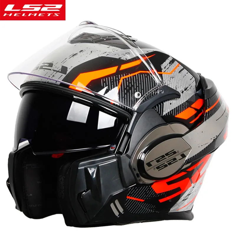 LS2 FF399 Flip Up Motorcykel Man Modular Motocross Racing Capacete LS2 Hjälm Casco Moto Capacete de Motocicle Ece