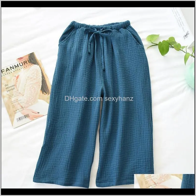 summer women sleep bottoms cotton crepe nightwear loose casual thin sleeping pants elastic waist sleepwear pajama lounge shorts