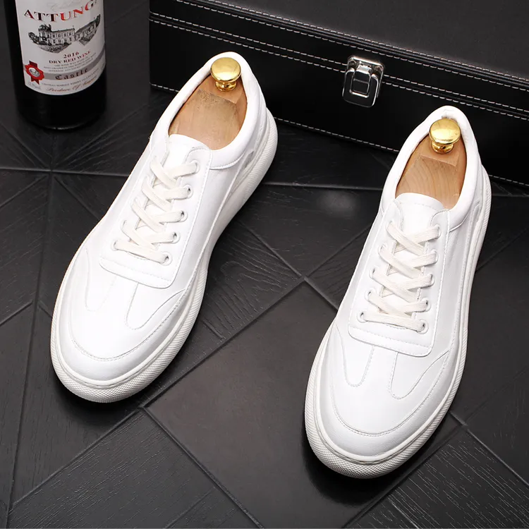 Vår/höstmode British Designer Party Vulcanized Wedding Shoes Sport Male Sneakers Breatble Casual Daily Little White Loafers X98 688 872 5 33497 86767