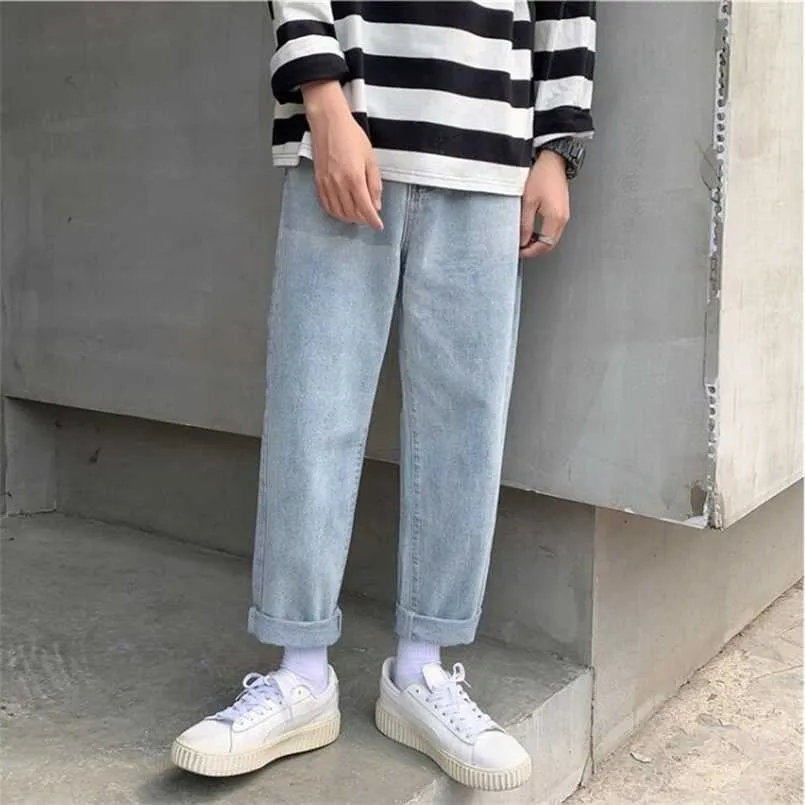 Мужская мода широкая нога джинсы мужская мода бренда прямой трубки свободные повседневные брюки мужская одежда 211104