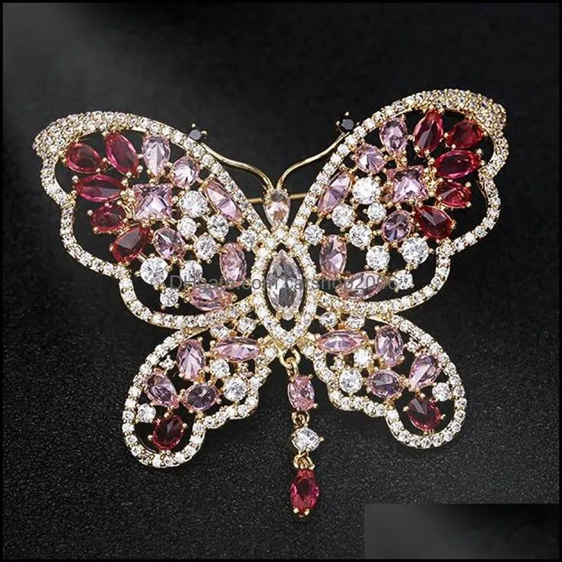 Pins, Brooches Zlxgirl Bridal Jewelry Color Various Specifications Zircon Butterfly Brooch Pins Copper Scarf Corsage Men