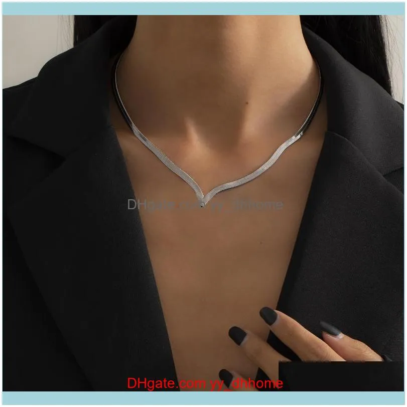 Punk Flat Blade Snake Chain Choker Necklace Women Clavicle Metal SimpleCollier Femme Collares Dainty Jewelry 2021 Chokers
