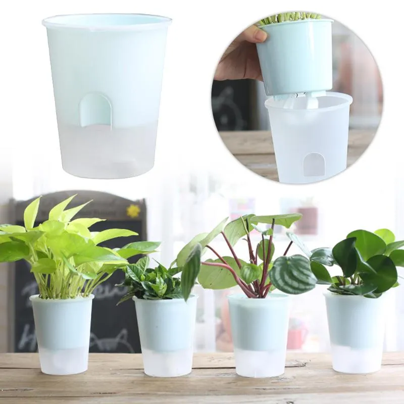 Lazy Self-Watering Flowerpot Automatisk vattenabsorption Succulent Aquaculture Desktop Pot Självvattenplanter Planterare Potter