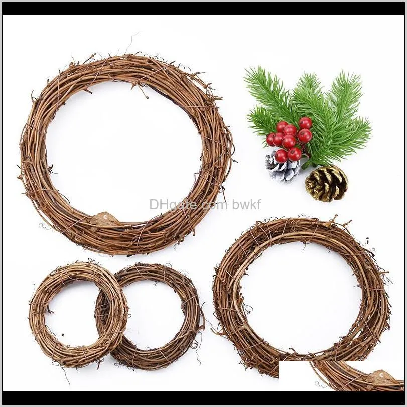 10cm/15cm/20cm rattan ring cheap artificial flowers garland dried flower frame for home christmas decoration diy floral wreaths