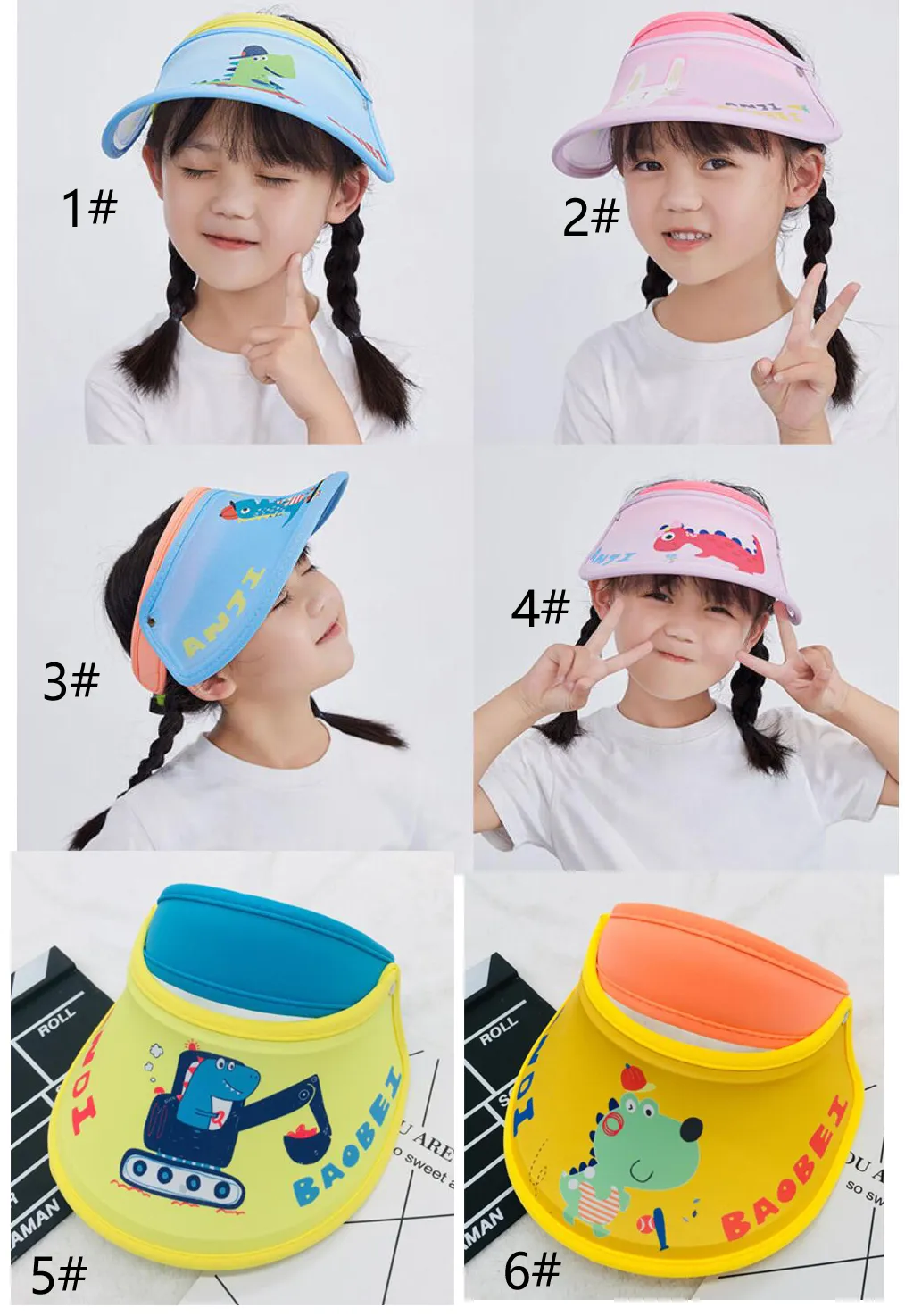 2PCS Sommer Kinder offene Sonnenblende Canvas Mädchen Sonnenschutz Hüte Mode Hüte, Frühling und Herbst, Outdoor-Sonnenschutz Hüte für Kinder verhindern ultraviolette Strahlen