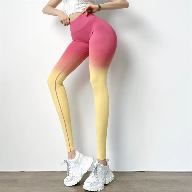 Whouare Leggings sans couture Push Up Femmes Taille haute Butt Fitness Legging Sport Femme Tie Dye 211215