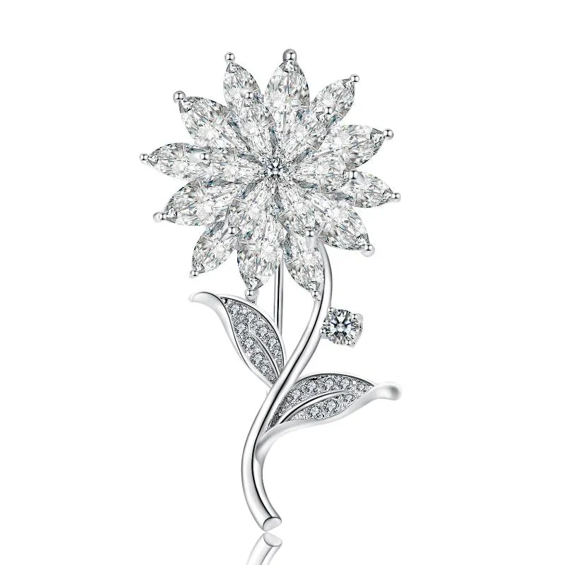 Pins, Broches Moda Broche Jóias Rhinestone Artificial Zircon Pearl Designer Flor Pins