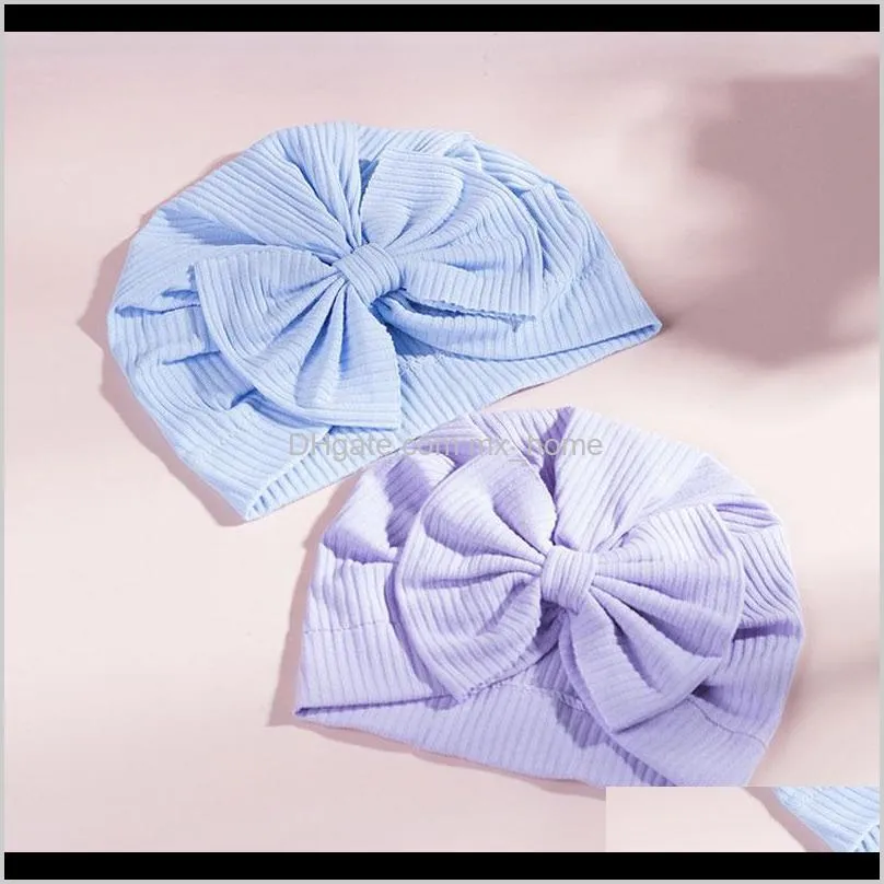 new arrival newborn baby bows turban kids beanie hat infant photography props warm cotton bowknots cap headwear