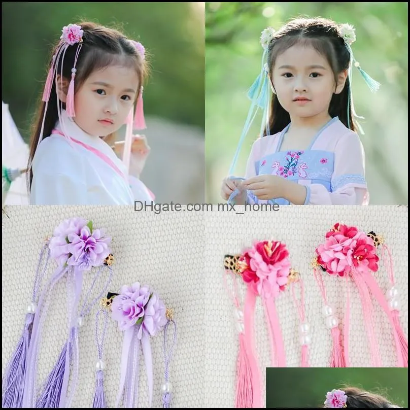 Hair Accessories WYYNIY A Pair Or Single Antique Hanfu Accessories, Children`s Adult Hairpin, Bell Tassel Classical Flower Hairpin