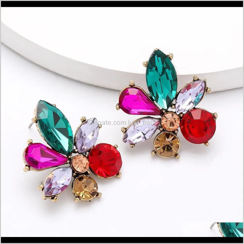 personalized super flash alloy diamond glass diamond flower full diamond earrings fashionable girl girl heart ear nail