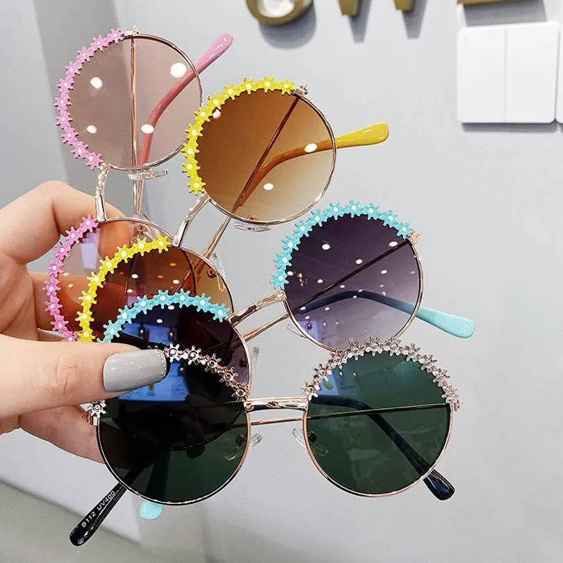 Fashion flower kids sunglasses metal girls sunglasses kids designer glasses girls glasses princess baby sunglasses wholesale B1582