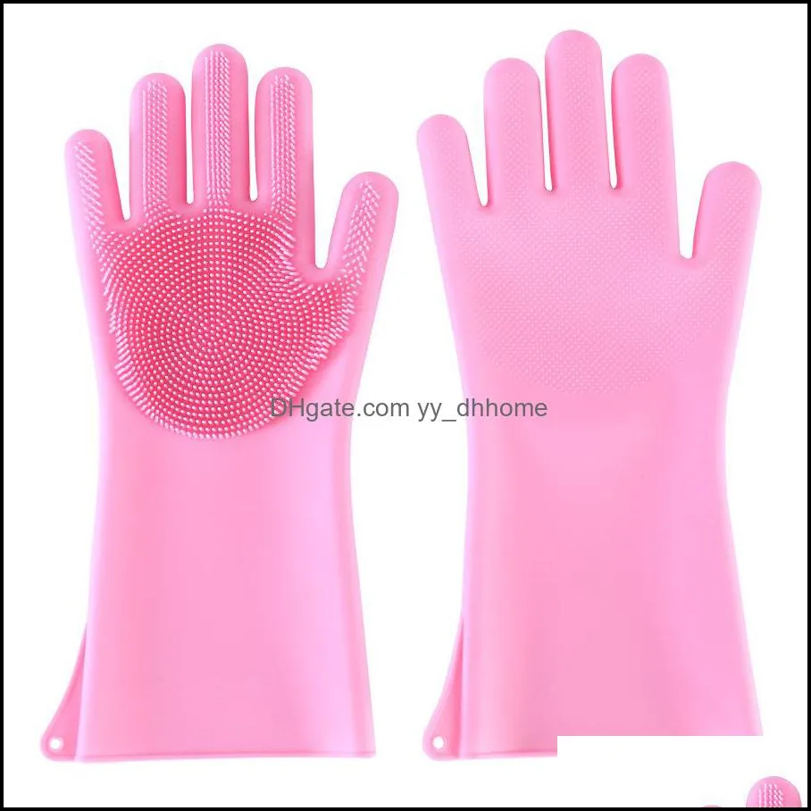 Magic Silicone Dishwashing Gloves Dish Washing Sponge Rubber Scrubber Reusable Cleaning Brush for Kitchen, Car Wash, and Pet Care