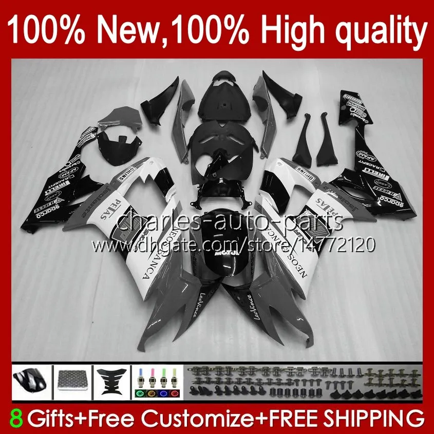 Motorcycle Body For KAWASAKI NINJA ZX 10R ZX10 10 R Black Grey 1000 CC ZX10R 08 09 10 Bodywork 56No.185 ZX1000 C 1000CC ZX-10R 2008 2009 2010 ZX1000C 2008-2010 Fairing