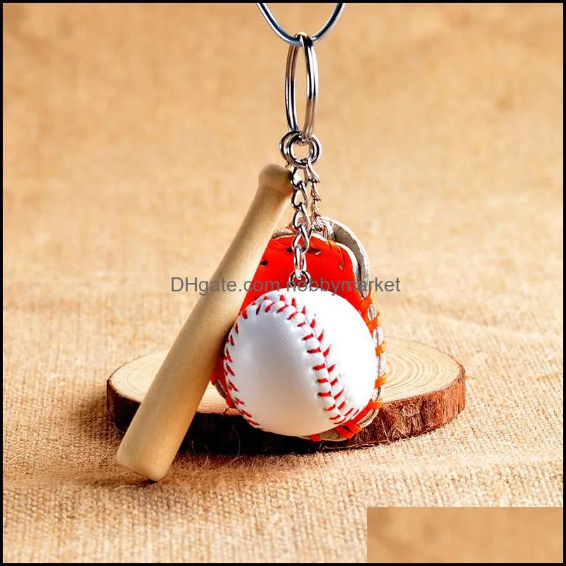 Promotional gifts simulation baseball key chain leather softball sport keyring wholesale spot