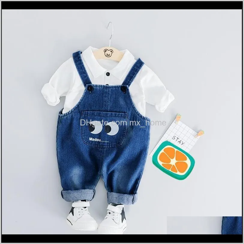 baby clothing sets children 1 2 3 4 years birthday suit boys tracksuits kids fashion sport suits t-shirt overalls 2pcs set 201023