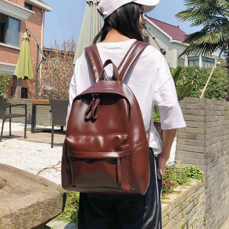 Moda estilo preppy mujer mochila de cuero mochila escolar mochilas para adolescentes gilrs gran capacidad pu mochila de viaje Sac A dos K726