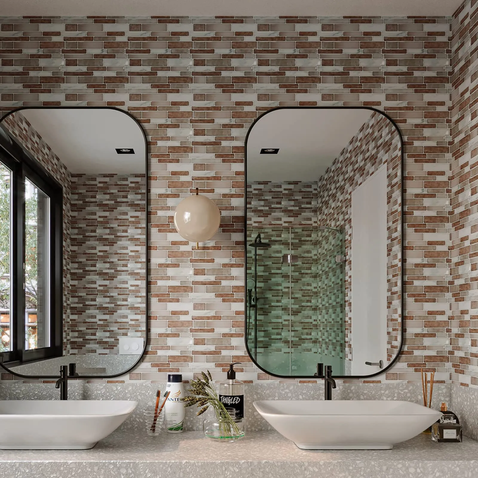 ART3D 10ピースの皮やスティックバックスプラッシュタイル3D壁のステッカーの自己接着性の防水台所の浴室の寝室のランドリールーム、大理石のデザイン、壁紙