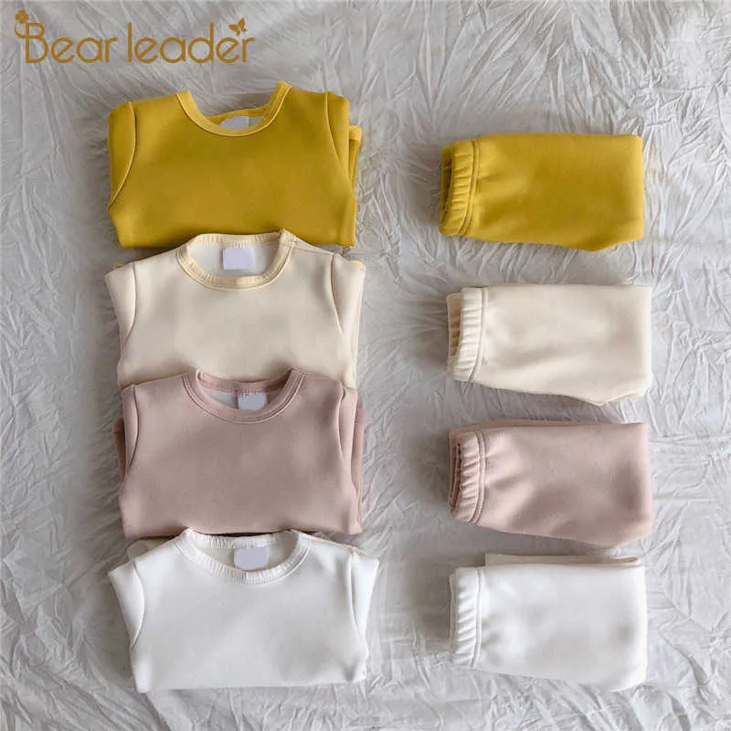 Bear Leader Ragazzi Ragazze Set di abbigliamento casual Primavera nato Baby Solid Pagliaccetto e pantaloni Abiti Maniche lunghe Playsuit Abbigliamento 210708