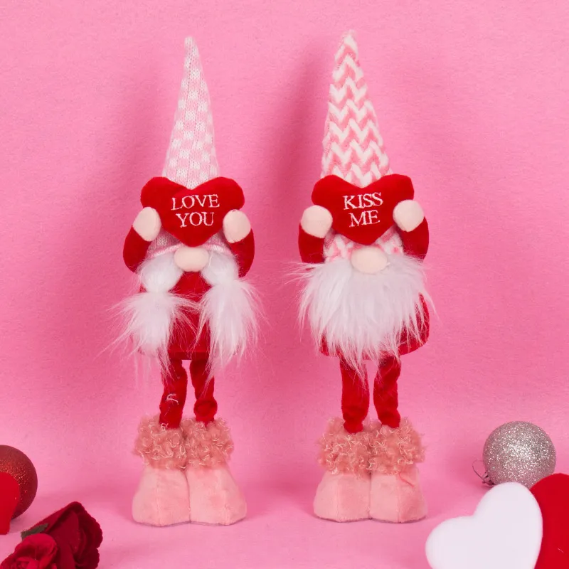 Valentines Day Gnome Plush Doll Scandinavian Tomte Dwarf Toys Valentine`s Gifts for Women/Men Wedding Party Decor