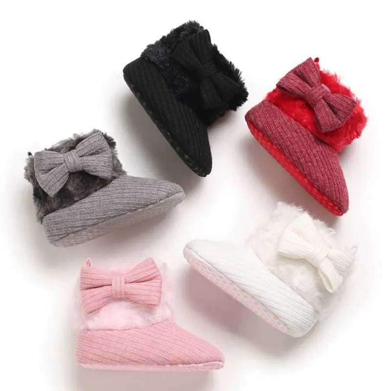 2020 Winter Warm First Walkers Baby Ankle Snow Boots Infant Crochet Knit Fleece Baby Shoes for Boys Girls G1023