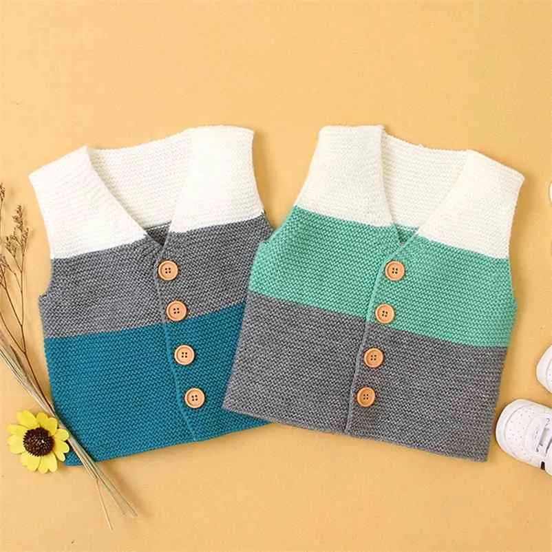 Herfst winter baby jongens meisjes streep gebreide vest jas zuigeling kinderen jongen meisje vest jas kleding 210521