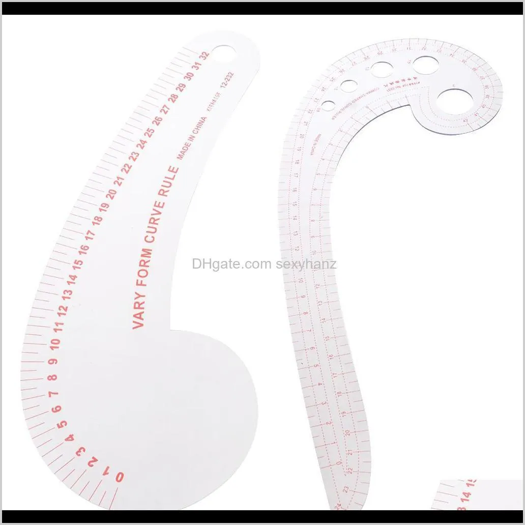 2 pieces useful comma french curve metric ruler for tailoring dressmaking craft