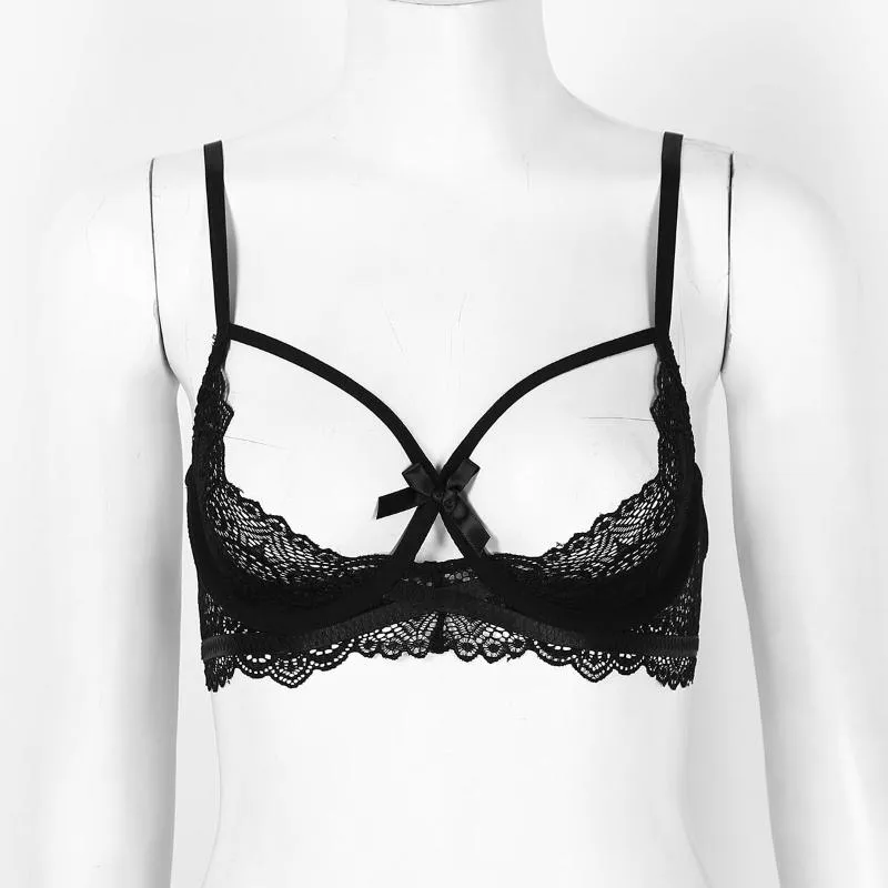 Lingerie sexy Biancheria da notte da donna esotica Reggiseno aperto aperto regolabile Spalline per spaghetti Mezze coppe Top con ferretto Bras231I