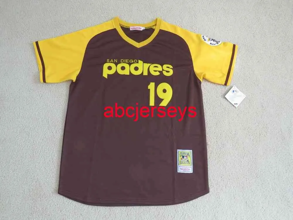 Cucito personalizzato # 19 Tony GWYNN Stitch P / O Retro Brown Jersey NEW Uomo Donna Youth Kids Baseball Jersey XS-6XL