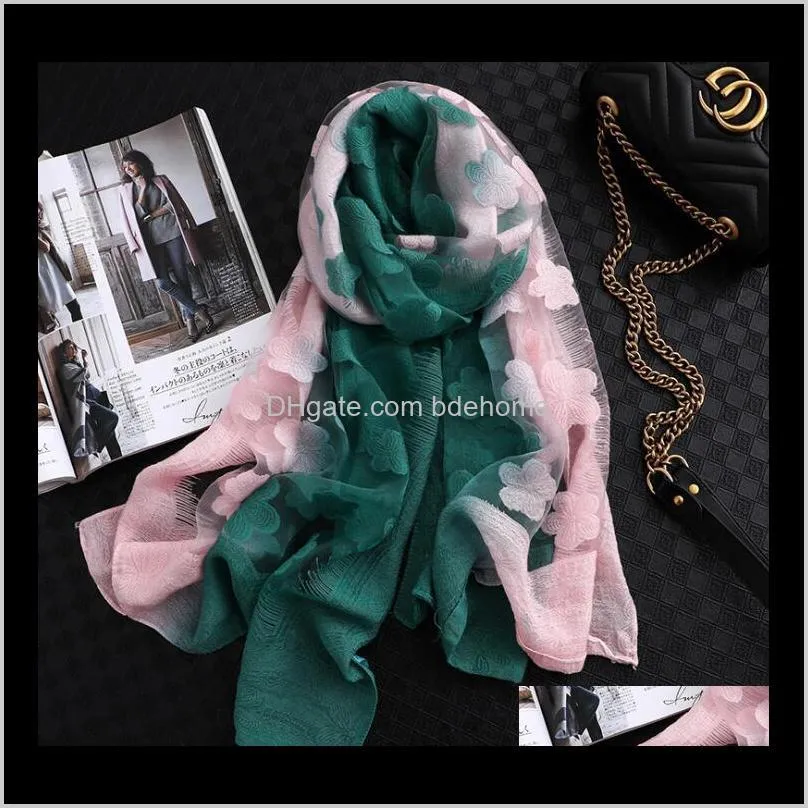 2021 new sunscreen silk scarf women`s long gradient shawl fashion trend warm scarf gc9