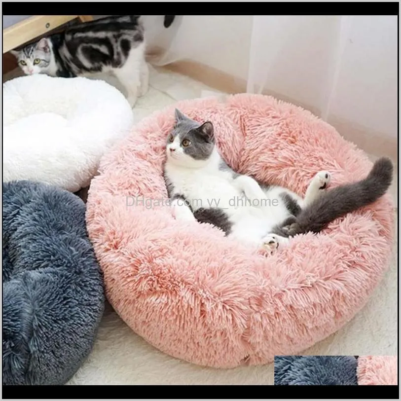 warm pet sleep blanket plush bed cat type dog bed cat nest soft round shape puppy house winter