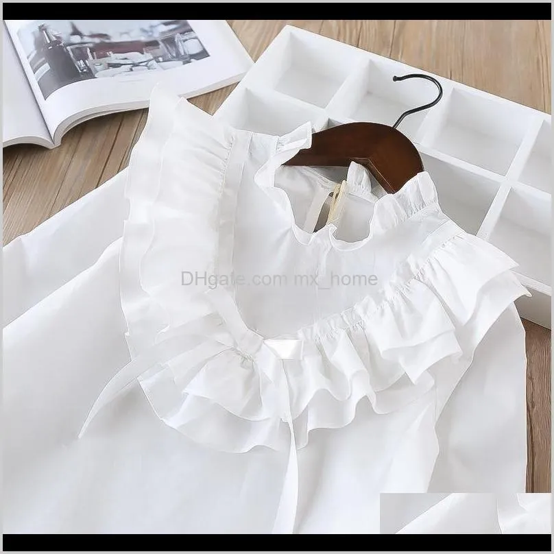 retail summer new girls shirt baby ruffles solid blouses baby girl clothes children full sleeve tops 2-6y lt014 210305