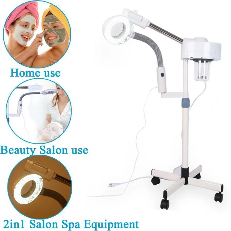 2 In 1 5X Magnifying Facial Steamer Lamp Hot Ozone Beauty Machine Spa Salon US
