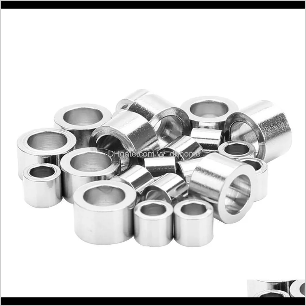 20 pieces stainless steel large hole cylinder round spacer loose beads diy jewelry making, 4 x 5mm