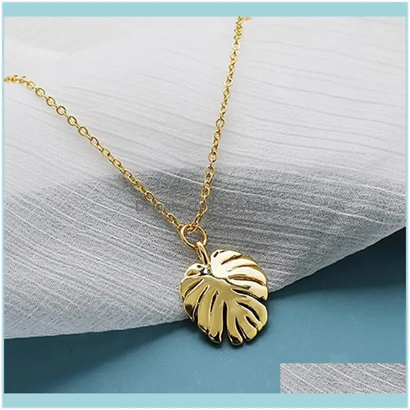 Fashion Female Women Jewelry Set Vintage Gold Color Earrings For Simple Leaves Pendant Choker Necklace 2021 Brincos &