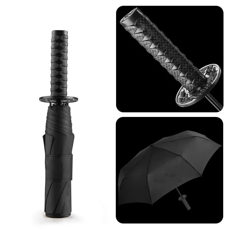 Paraguas japonés plegable para hombre, paraguas para lluvia, mujer, espada samurái, cuchillo a prueba de viento, creativo, femenino, coche, sombrilla grande