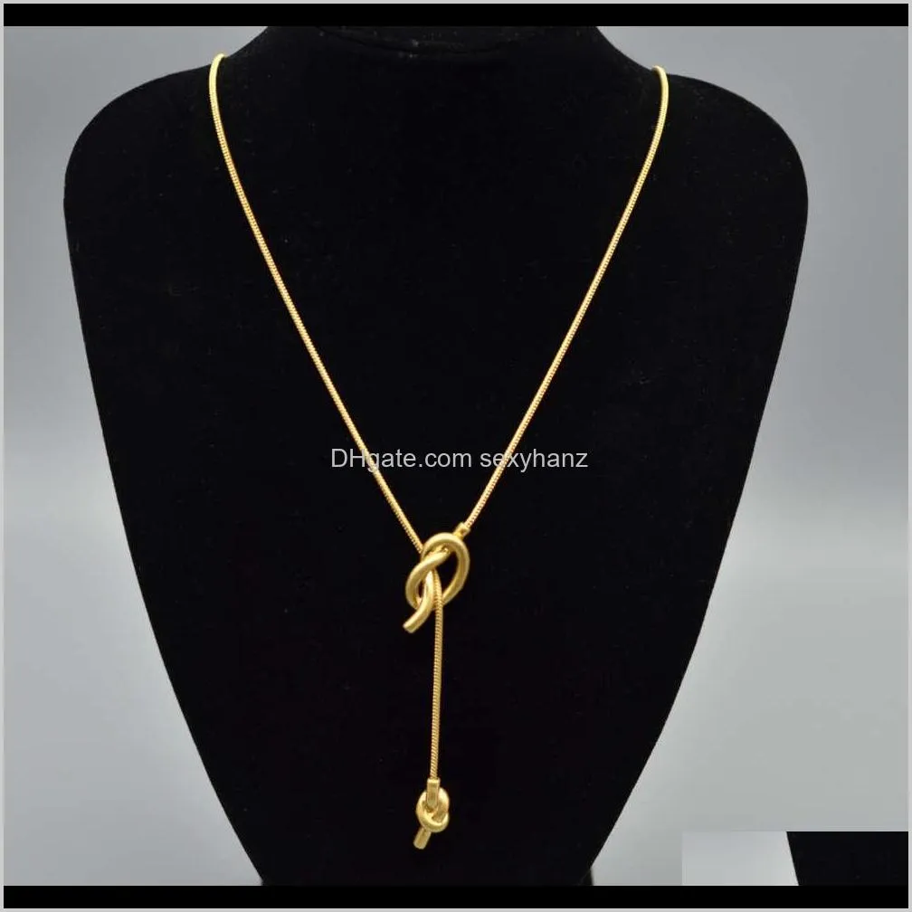 a0011 fashion vacuum electroplated copper sweater about rope knot soft snake leather chain gold plated necklace accessories