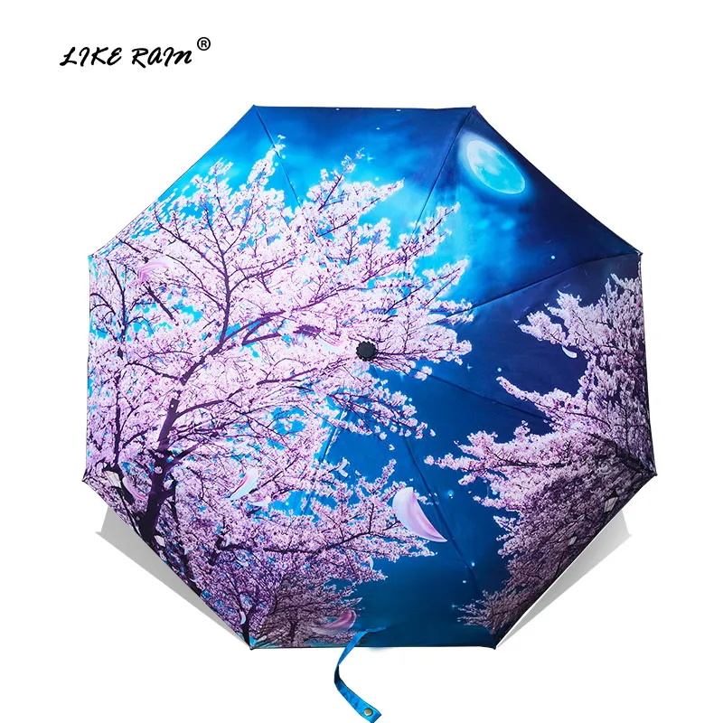 Dobrável guarda-chuva fêmea van pintando guarda-chuvas chineses chuva mulheres à prova de vento anti-UV sol parasol