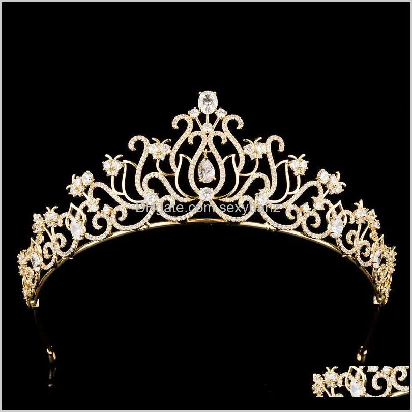 rose gold silver color tiaras crowns zircon zirconia diadem princess queen headbands wedding hair accessories bridal jewelry