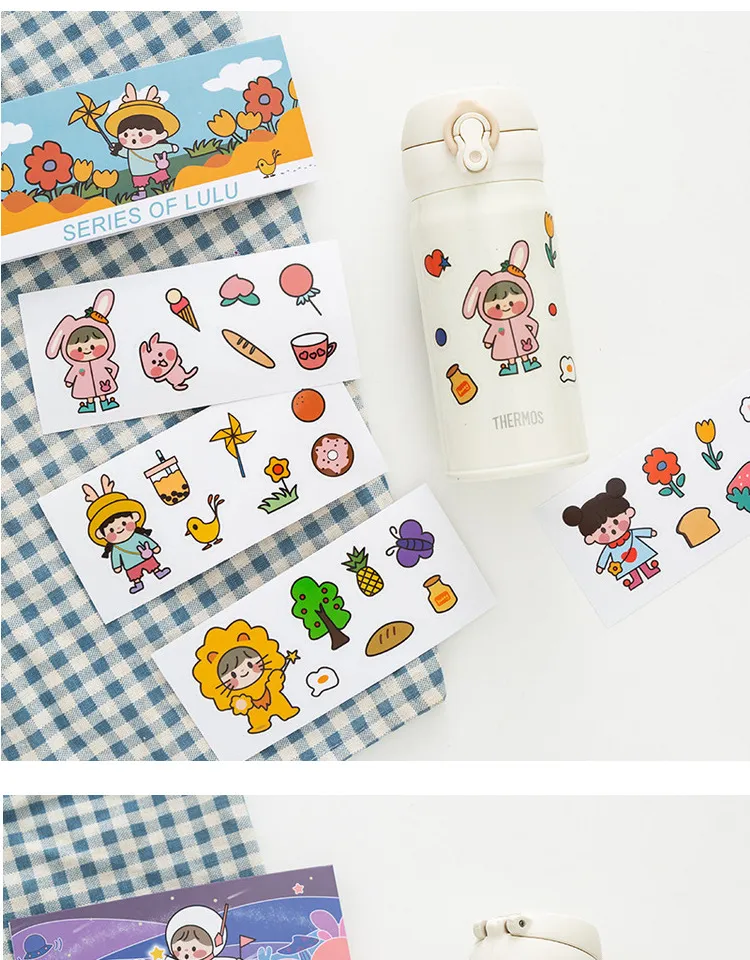 Water cup stickers INS style cute cartoon insulation PVC cups notebook hand account original waterproof Picnic series sticker