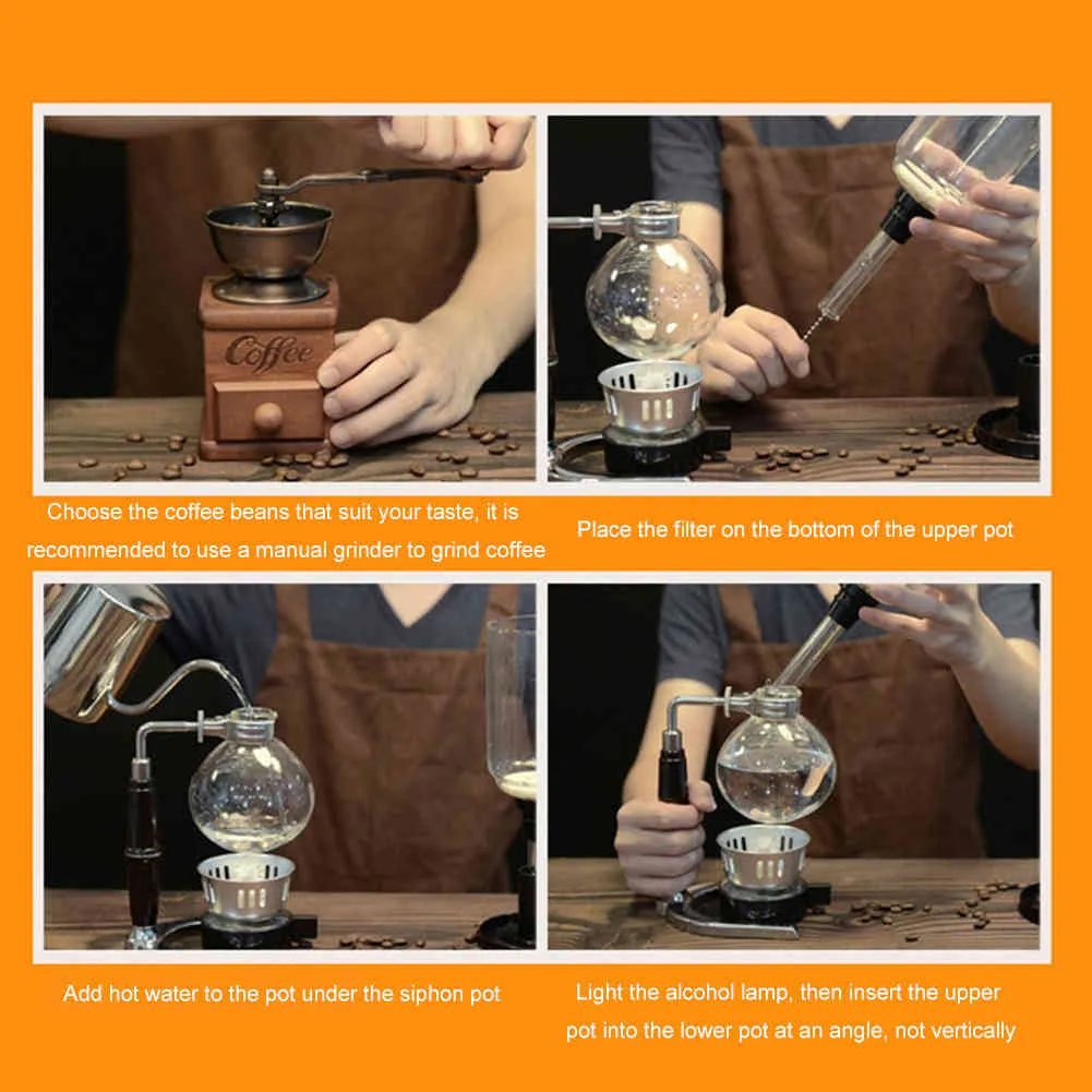 3 Cups Syphon Pots Coffee Vacuum Kettle Pot Set Filter Syphon Pourover Coffee Brewer Tea Siphon Heat Resistant Household Pot 210408 From Luo09 34.74 DHgate.Com