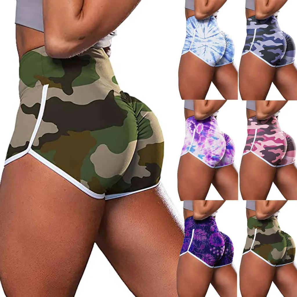 Camouflage Shorts 2021 Women's Tie-dye Printed Hip Lifting Fitness Casual Yoga Pants