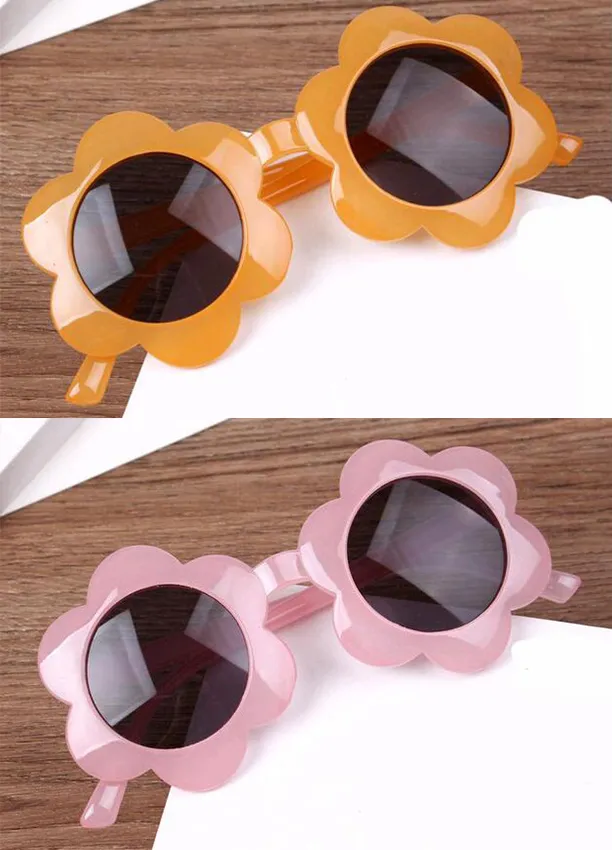 2021 ronde fleur forme bébé lunettes de soleil rose jaune bonbon couleur enfants décoratif lunettes de soleil enfants extérieur lunettes de soleil 6 couleurs garçons filles lunettes