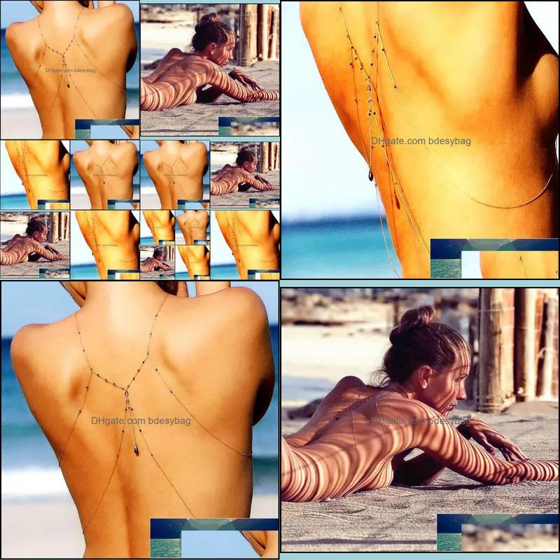 Beautiful Back Sexy Inlaid Zircon Chain Texture Simple Female Body Chain Bikini Beach Chain Nude Chains Sexy Jewelry