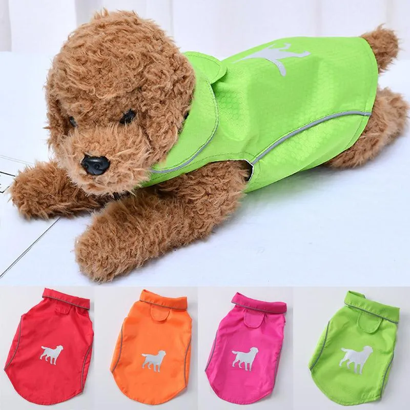 S-XL Senza maniche Creatività Animali domestici Vestiti Moda Striscia riflettente Gilet Impermeabili per cani Impermeabili e traspiranti Sottili cappotti antipioggia Abbigliamento per cani