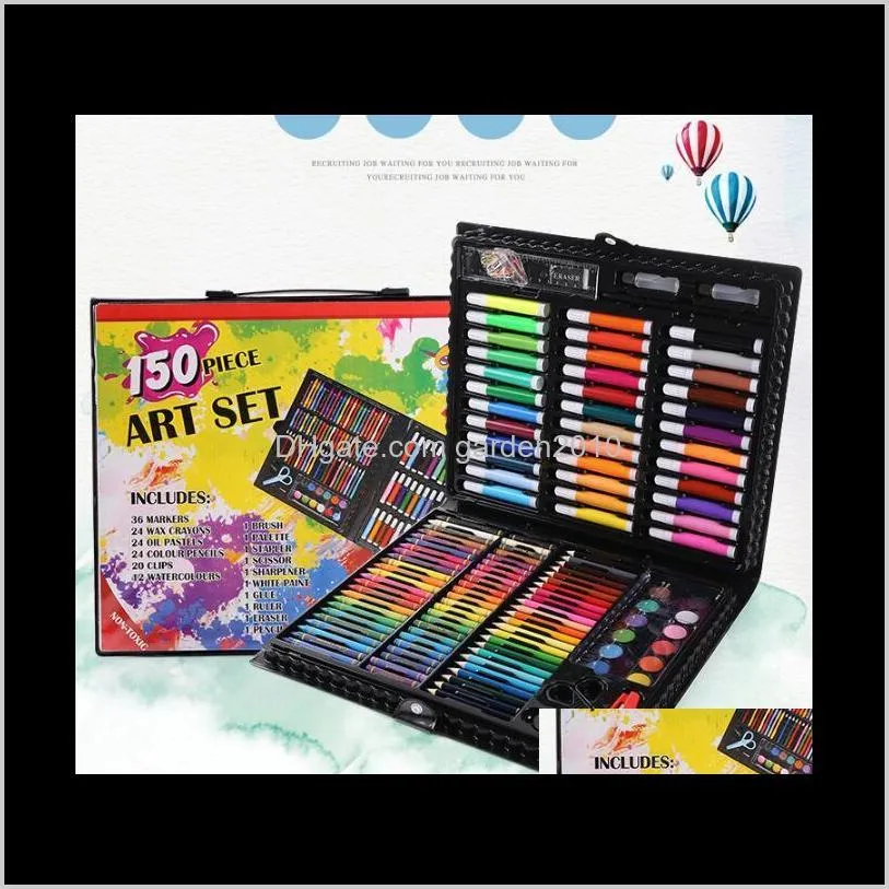 childen 150pcs art set watercolor pen colour pen pencil paintbrush mobile studio painting supplies arts crafts & gifts home & garden