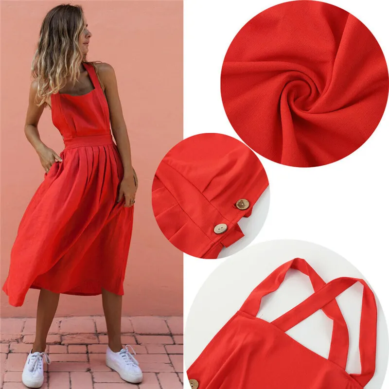 Boho Red Strappy backless flowy dress for Women - Perfect for Summer Parties and Beachwear Boho Red Strappy backless flowy dress for Women - Perfect for Summer Parties and Beachwear