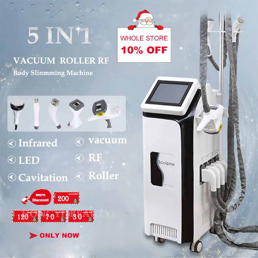 5 Handles Vertical Laser slimming Vacuum Cavitation Cellulite Machine Weight Loss RF Roller For Face Lifting