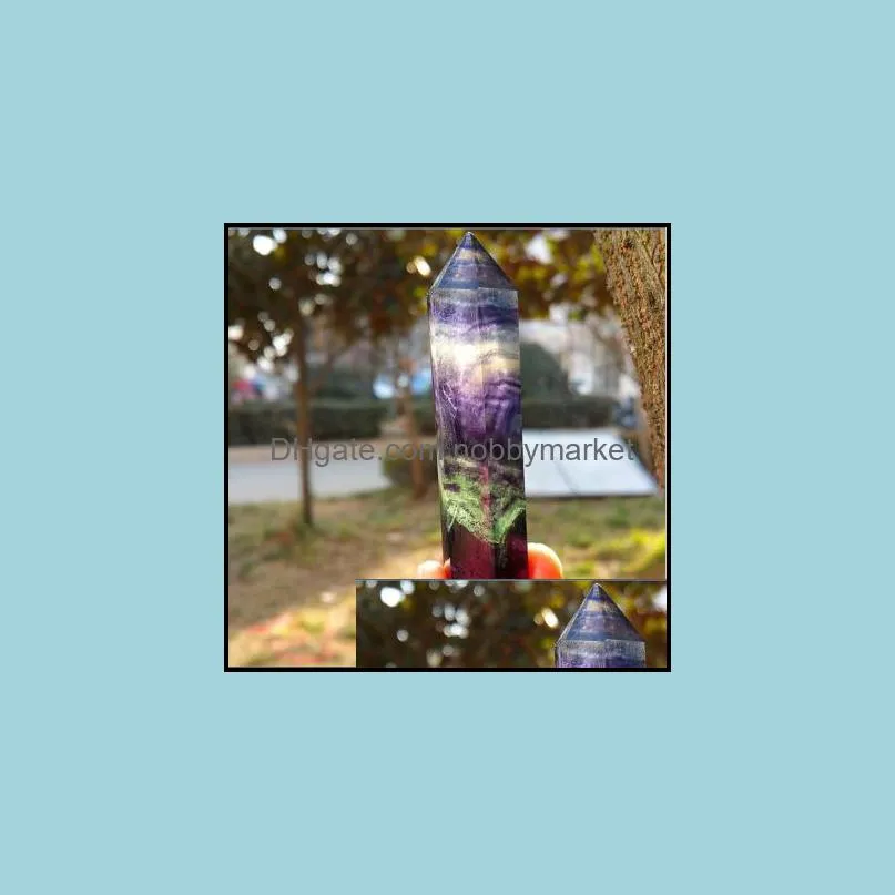 Natural beautiful colorful Fluorite QUARTZ CRYSTAL DOULLE DOUBLE WAND POINT HEALING