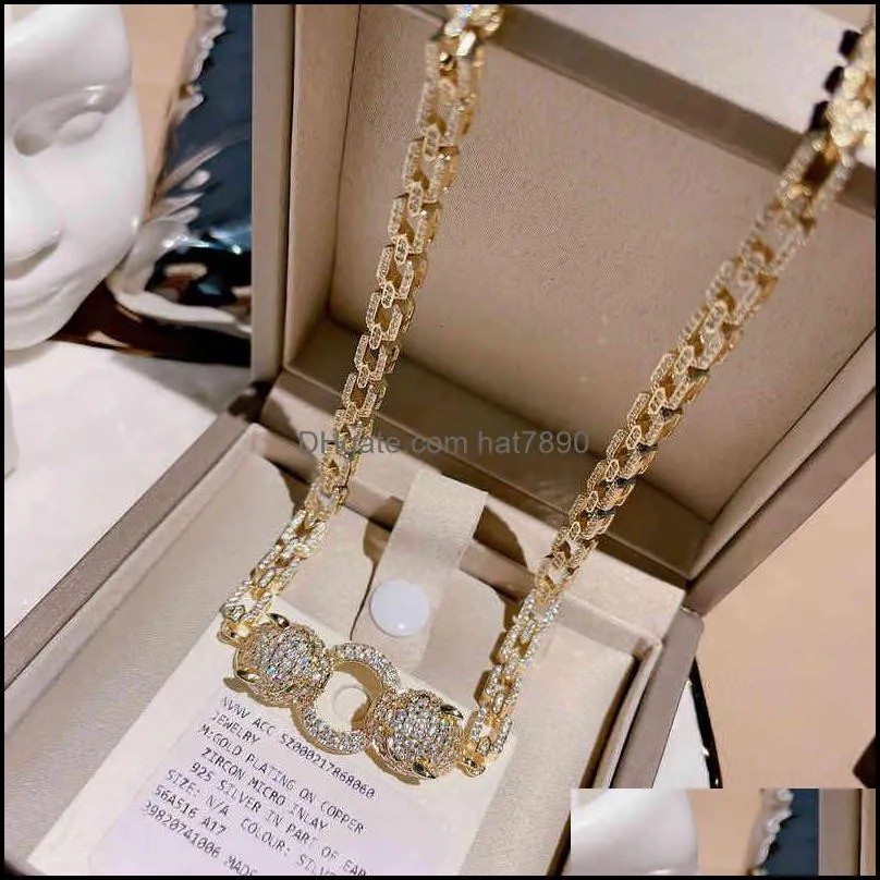 Factory Outlet Brand Necklace Strands Strings Bright Luminous Plated with 18k Gold Eight Heart Arrow Zircon Leopard Chain Neck Full
